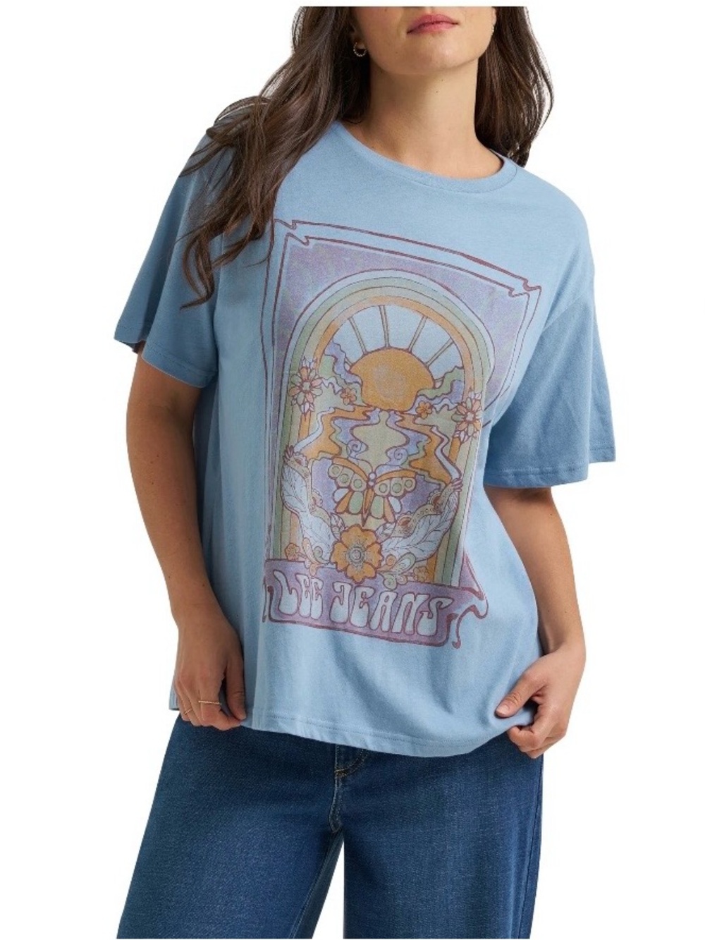 LEE Women’s Short Sleeve Crew Neck Graphic Logo Lightweight Cotton Tee Size L